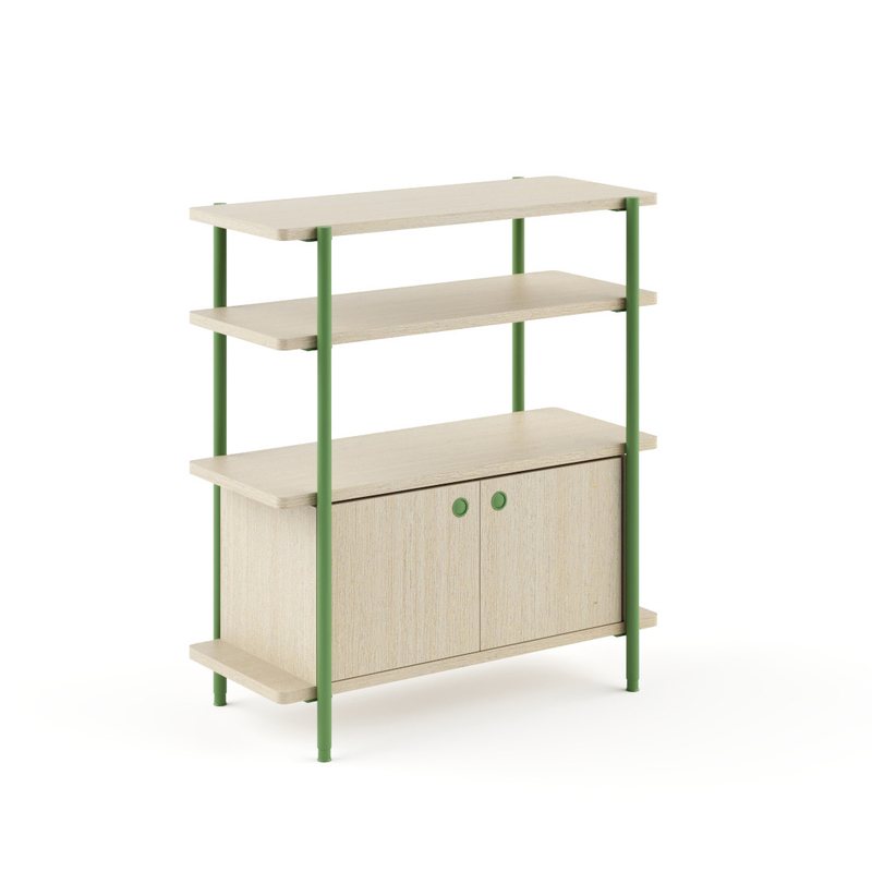 FLEX Modern Open Office Storage Cabinet With Doors And Shelves Multi Tiered Design